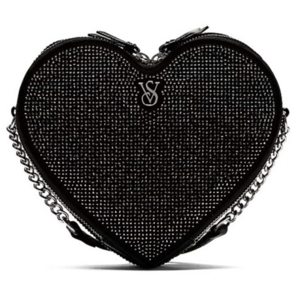 Victoria’s Secret Rhinestone Black Heart Crossbody Bag